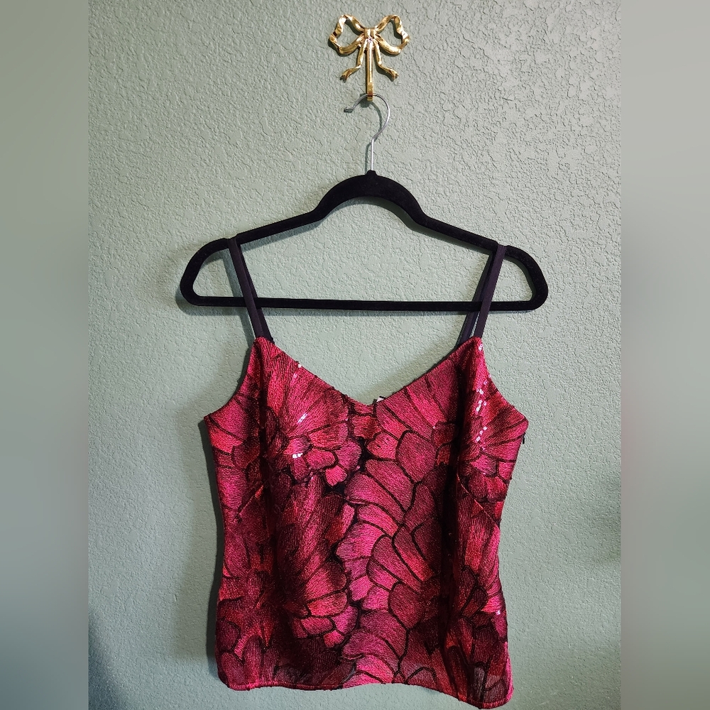 White House Black Market Womens Sequin Embroidered Camisole NWT